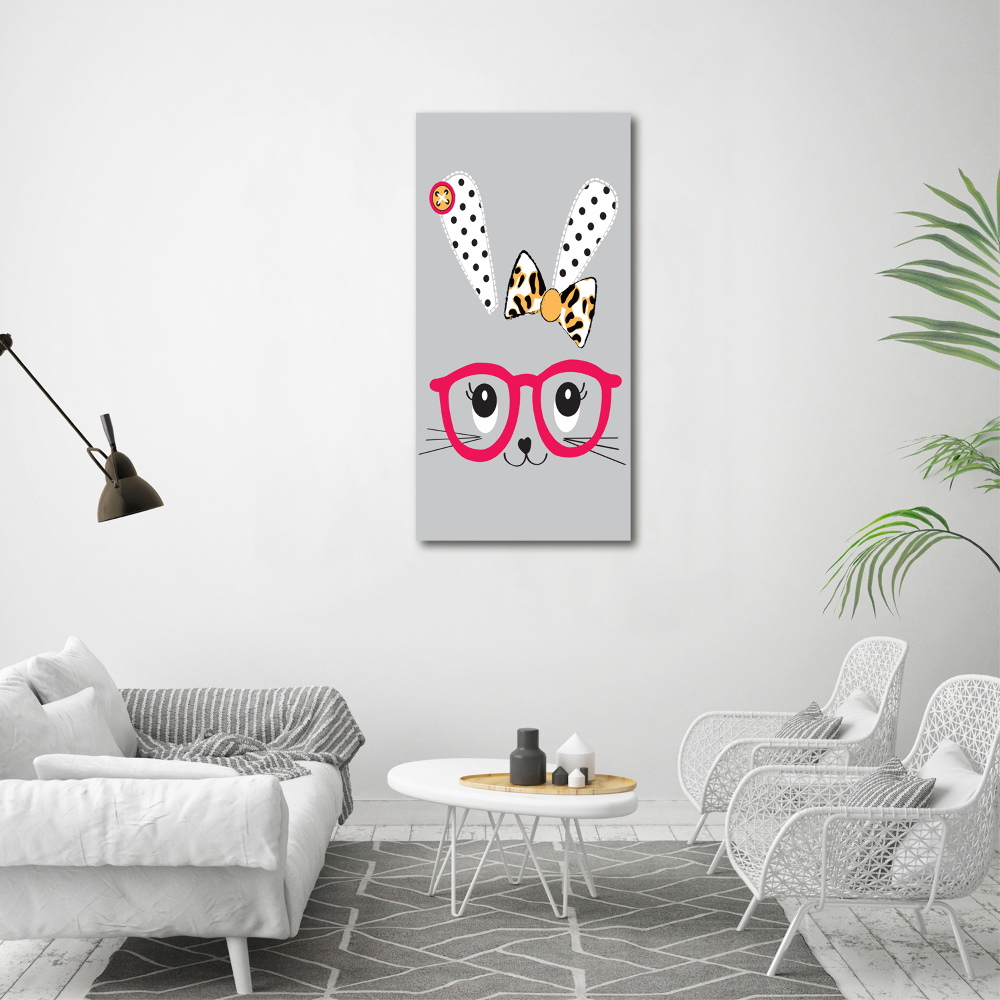 Large canvas wall art Rabbit with glasses