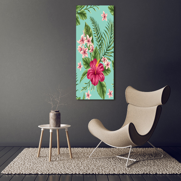 Wall art canvas large Hawaiian flowers