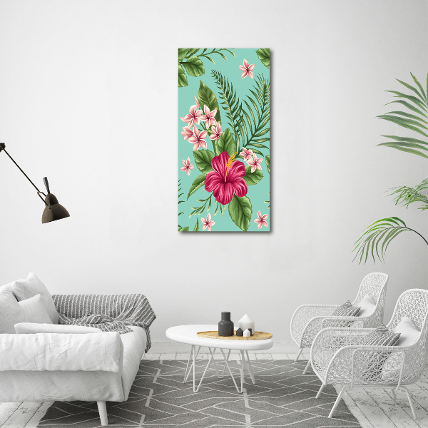 Wall art canvas large Hawaiian flowers