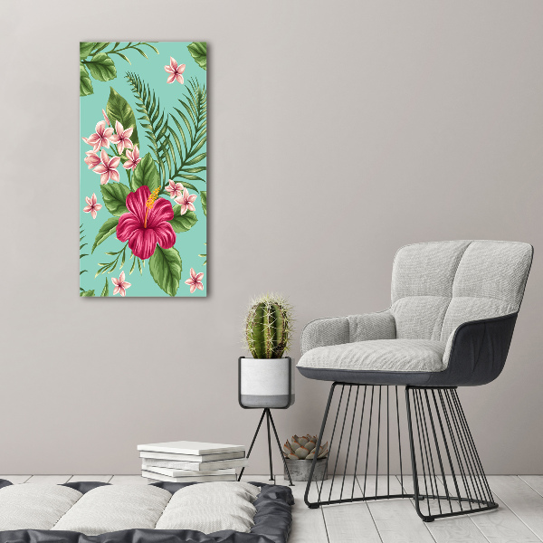 Wall art canvas large Hawaiian flowers