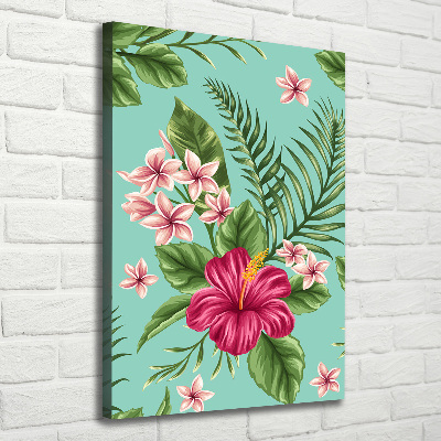 Wall art canvas large Hawaiian flowers