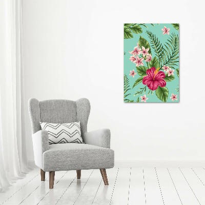 Wall art canvas large Hawaiian flowers