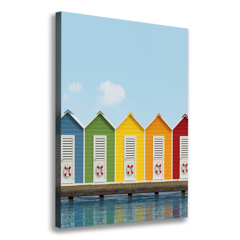 Wall art canvas large Beach cabins