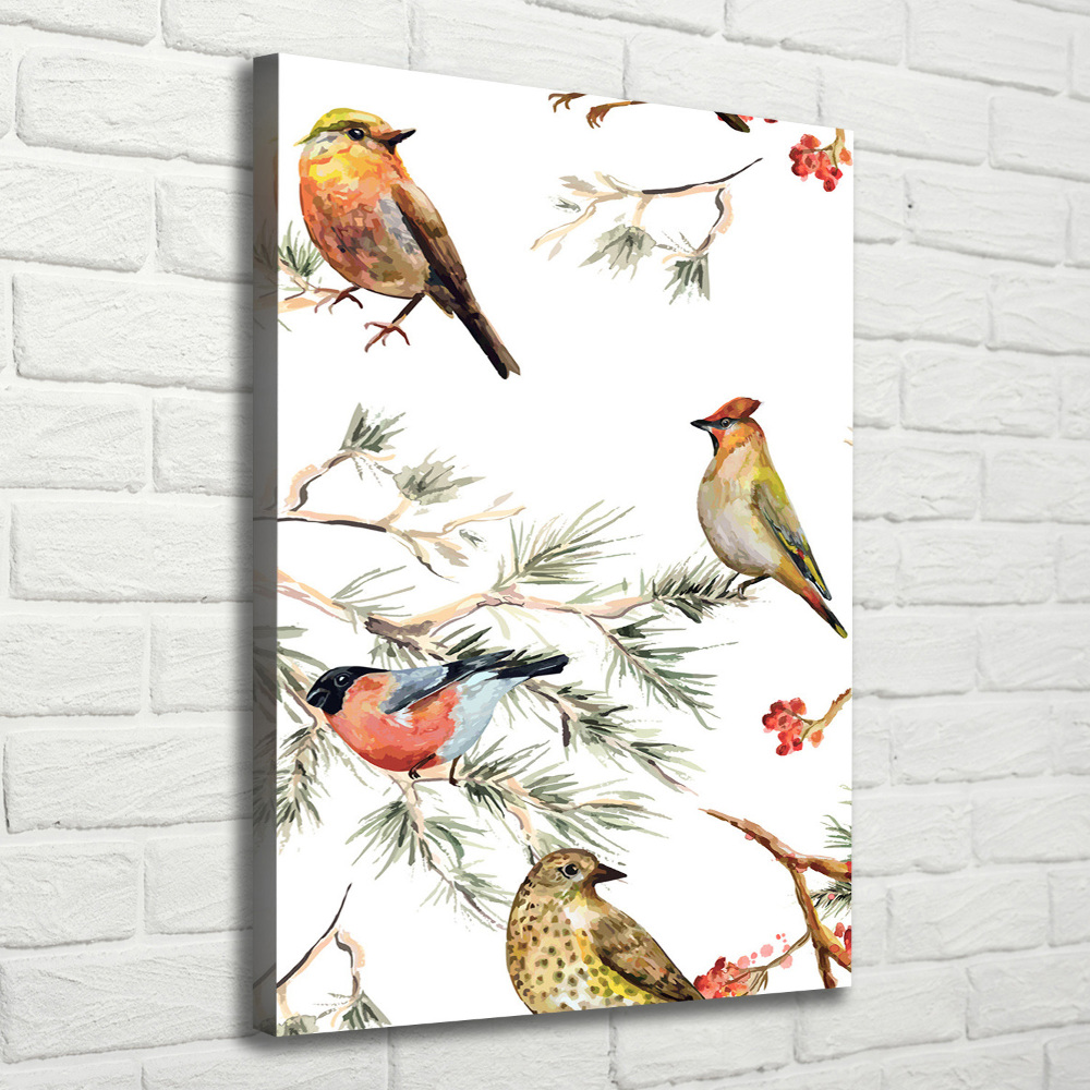 Large canvas wall art Birds and conifers