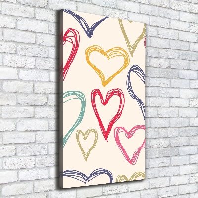 Canvas print Colorful hearts