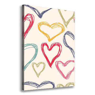 Canvas print Colorful hearts