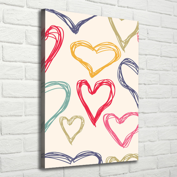 Canvas print Colorful hearts