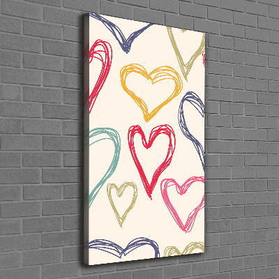 Canvas print Colorful hearts