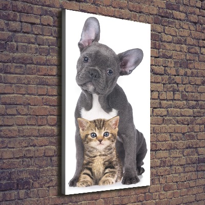 Large canvas wall art Dog and cat