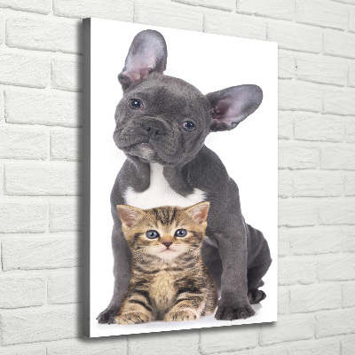 Large canvas wall art Dog and cat