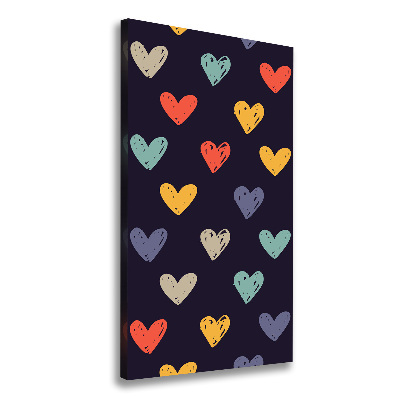 Wall art canvas large Colorful hearts