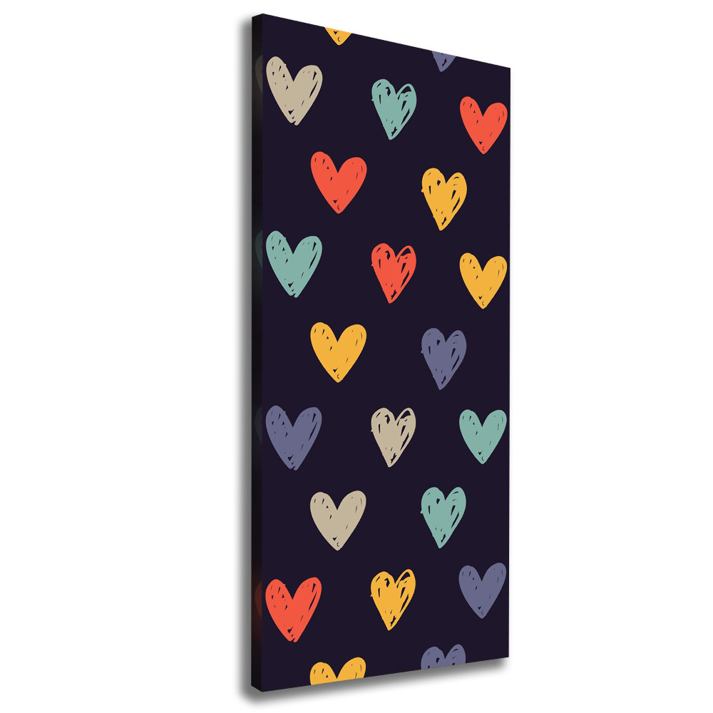 Wall art canvas large Colorful hearts