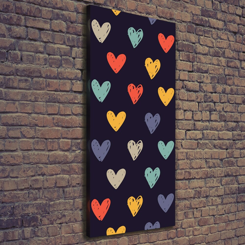 Wall art canvas large Colorful hearts