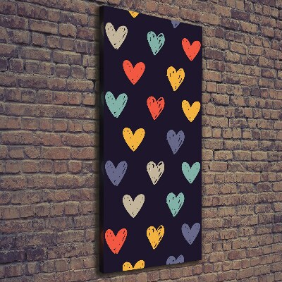 Wall art canvas large Colorful hearts