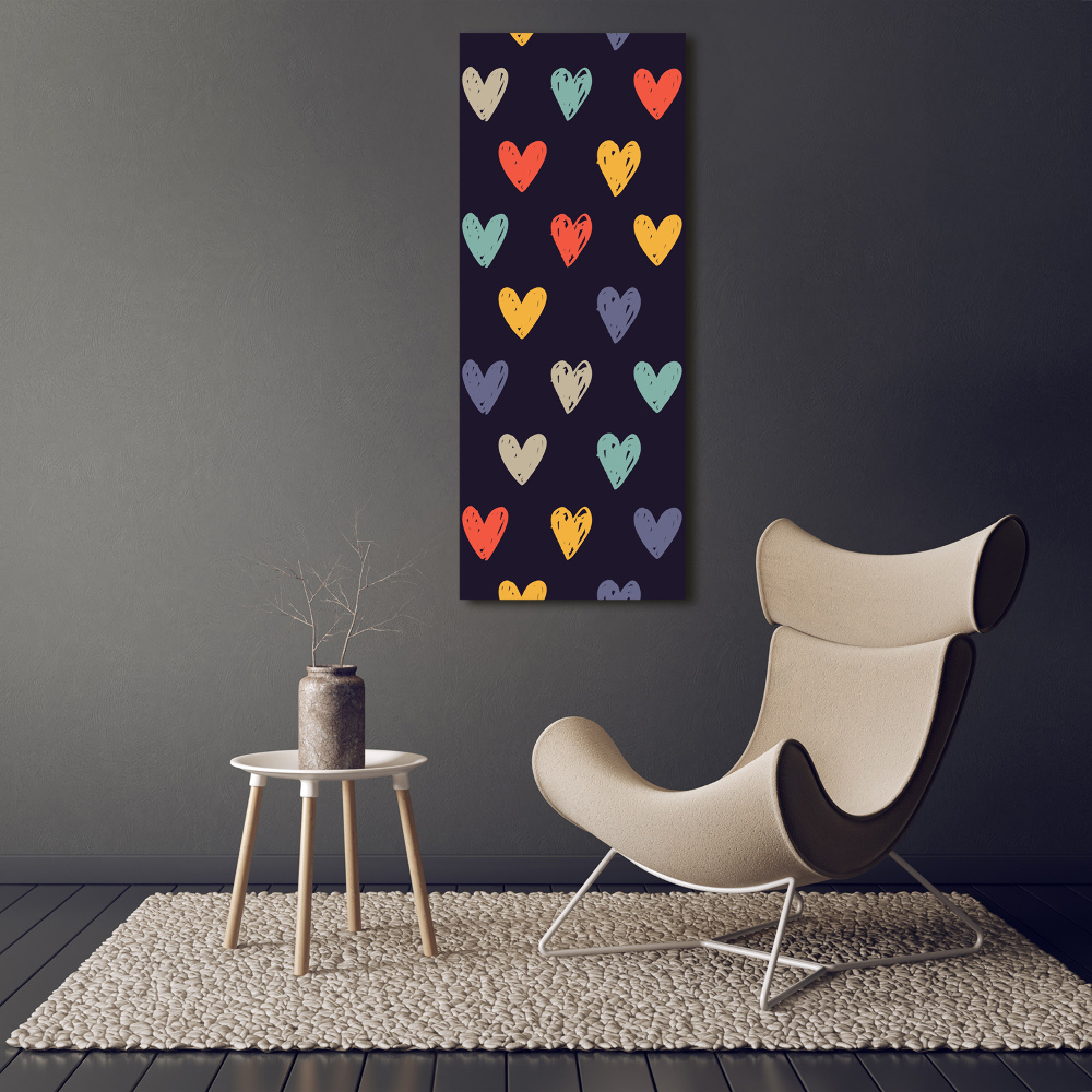 Wall art canvas large Colorful hearts