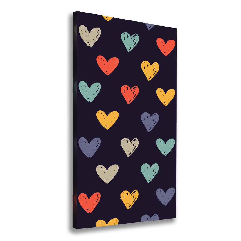 Wall art canvas large Colorful hearts