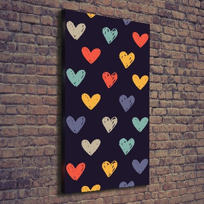 Wall art canvas large Colorful hearts