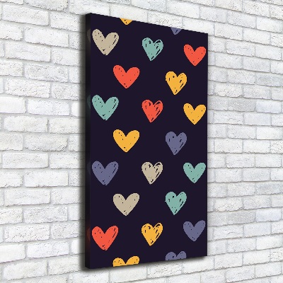 Wall art canvas large Colorful hearts