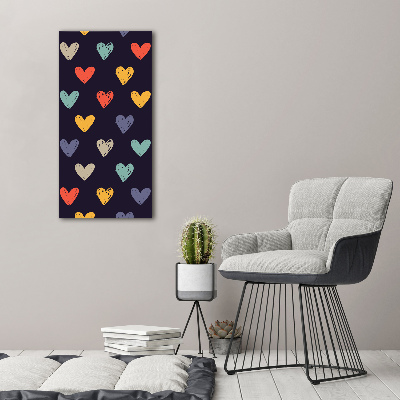 Wall art canvas large Colorful hearts