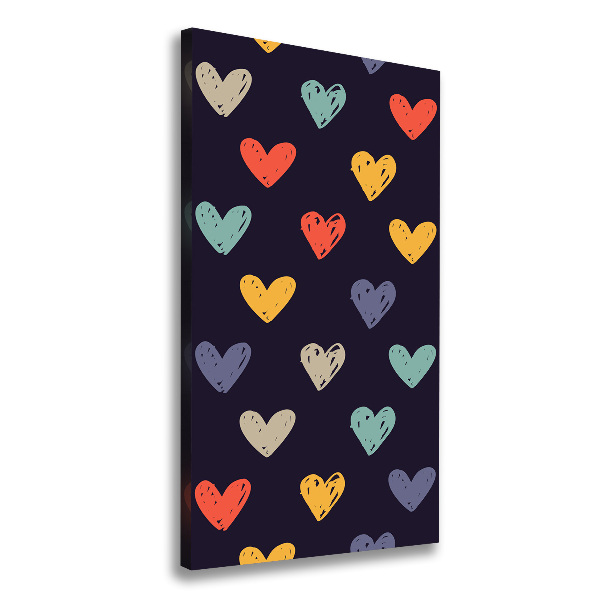 Wall art canvas large Colorful hearts