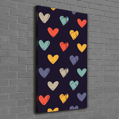 Wall art canvas large Colorful hearts