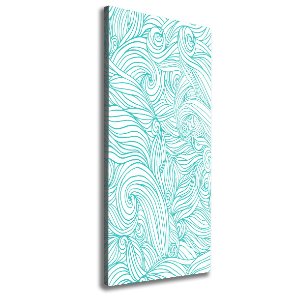 Wall art canvas large Blue waves