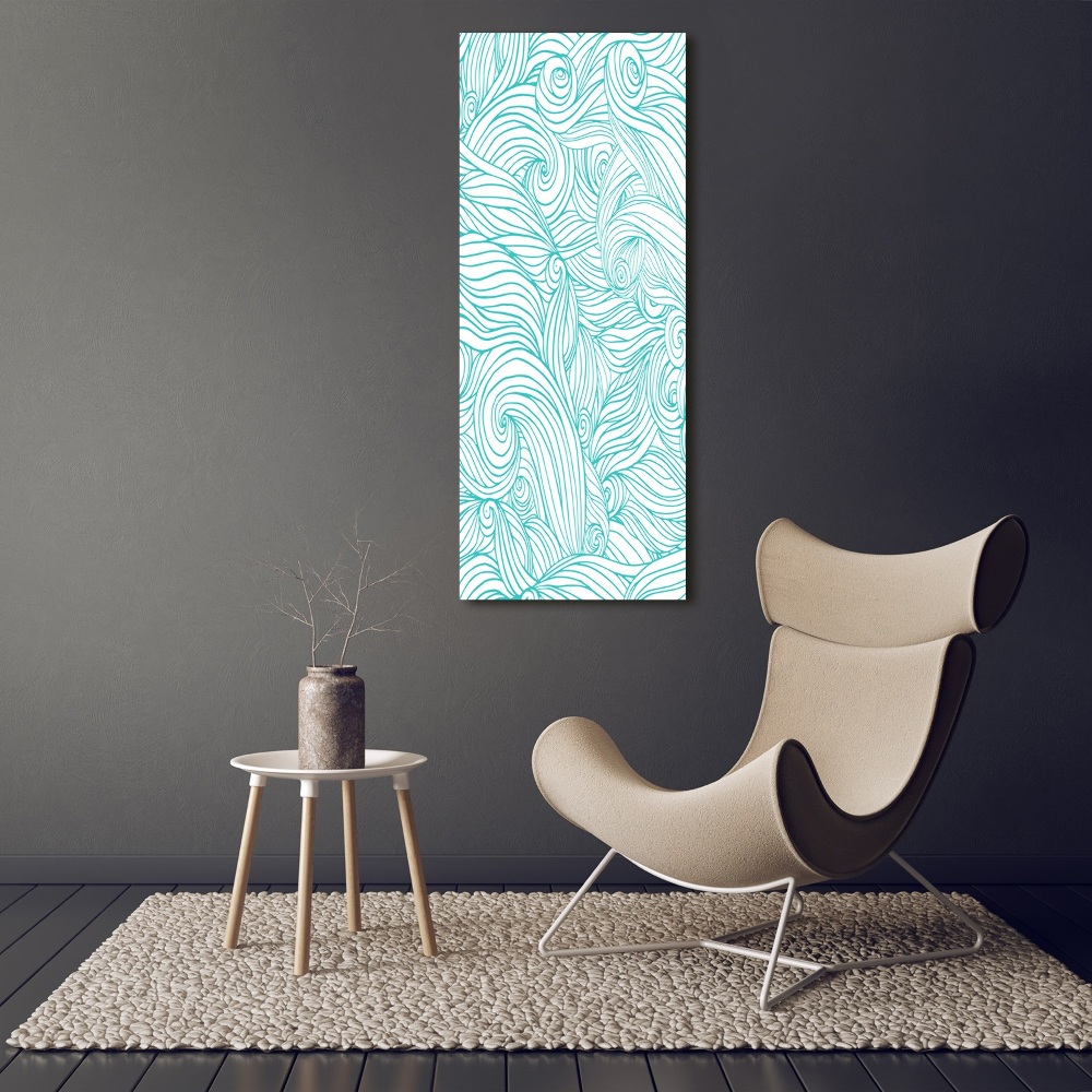 Wall art canvas large Blue waves