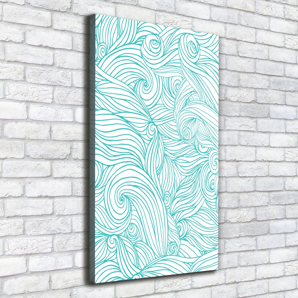 Wall art canvas large Blue waves