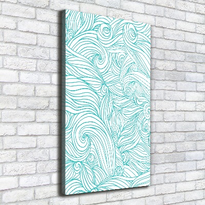 Wall art canvas large Blue waves