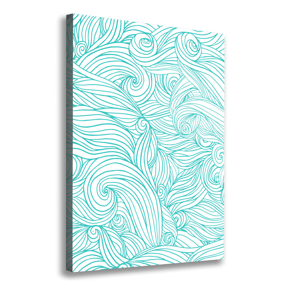 Wall art canvas large Blue waves