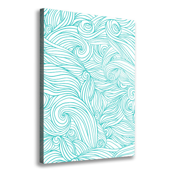 Wall art canvas large Blue waves