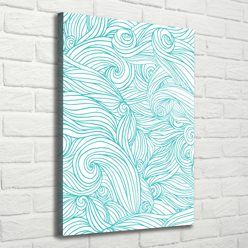 Wall art canvas large Blue waves