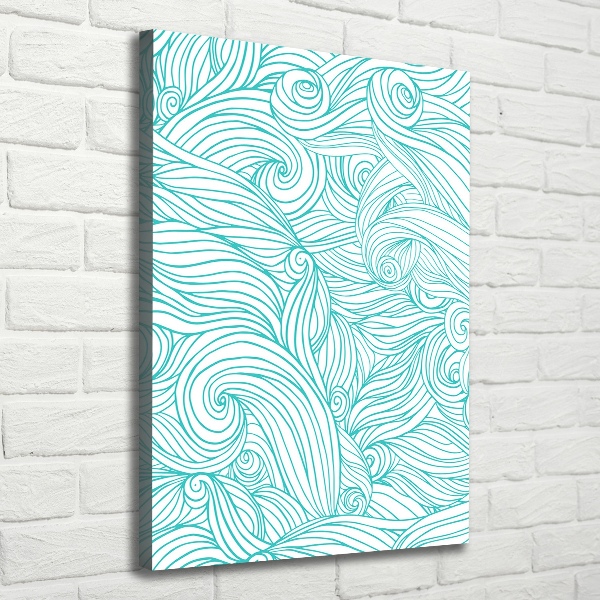 Wall art canvas large Blue waves