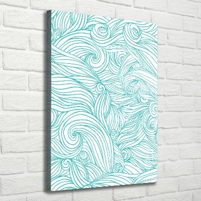 Wall art canvas large Blue waves