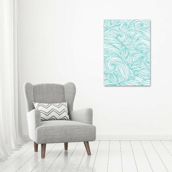 Wall art canvas large Blue waves