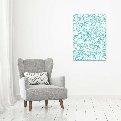 Wall art canvas large Blue waves