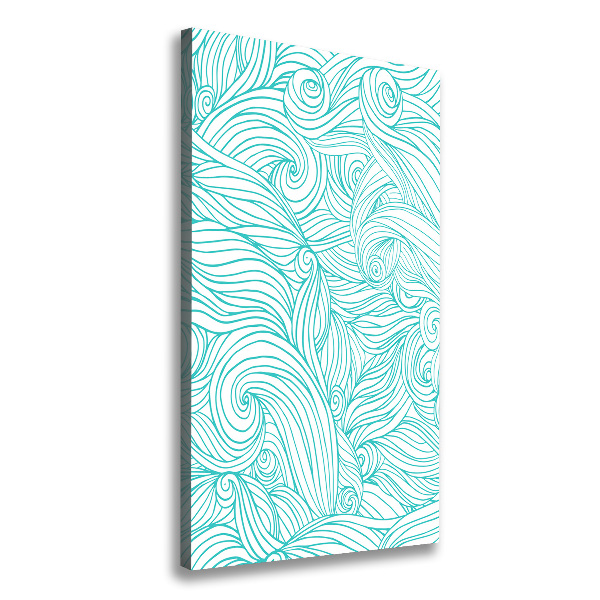 Wall art canvas large Blue waves