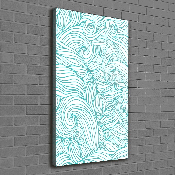 Wall art canvas large Blue waves