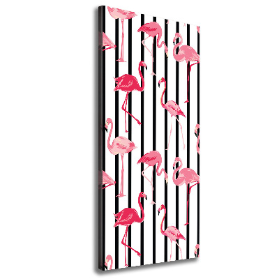 Large canvas wall art Flamingos and stripes