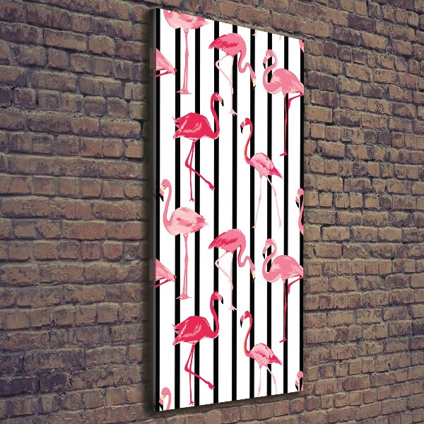 Large canvas wall art Flamingos and stripes