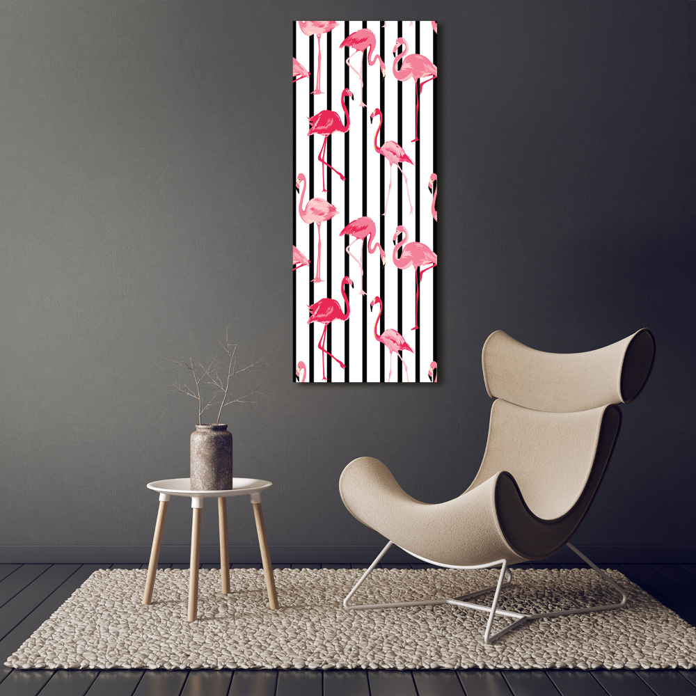 Large canvas wall art Flamingos and stripes