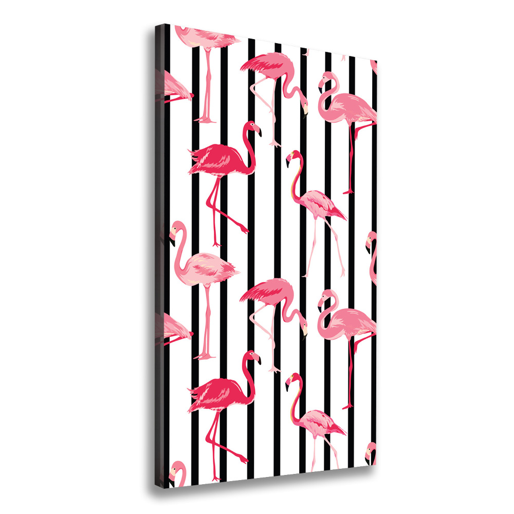 Large canvas wall art Flamingos and stripes