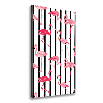 Large canvas wall art Flamingos and stripes