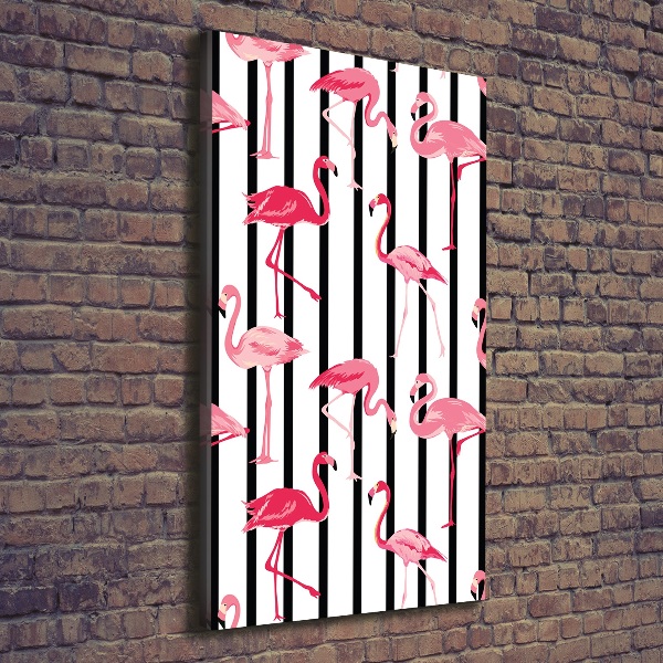 Large canvas wall art Flamingos and stripes