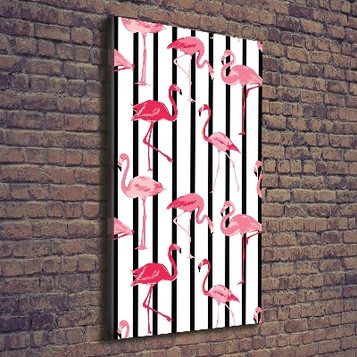 Large canvas wall art Flamingos and stripes