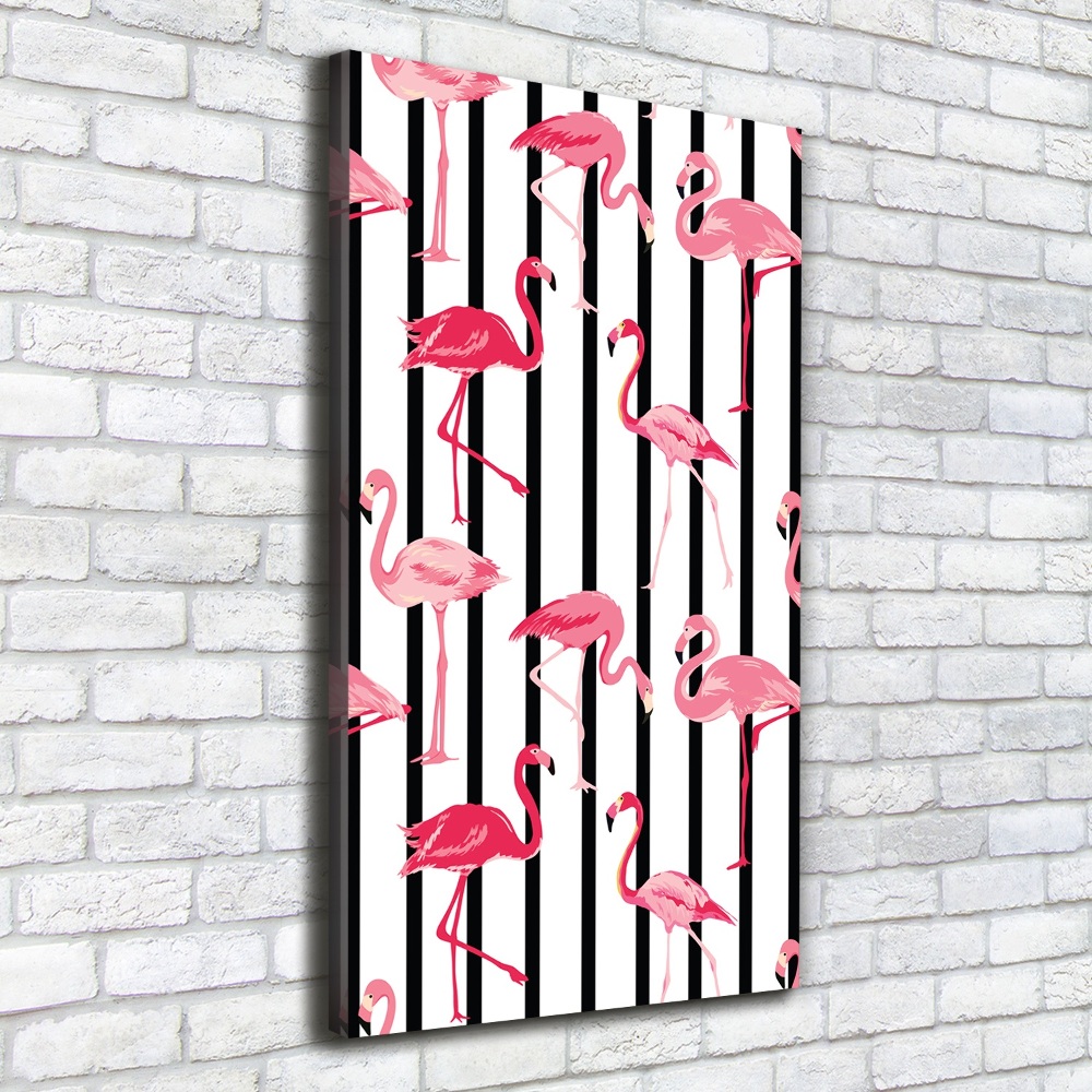 Large canvas wall art Flamingos and stripes