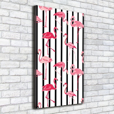 Large canvas wall art Flamingos and stripes