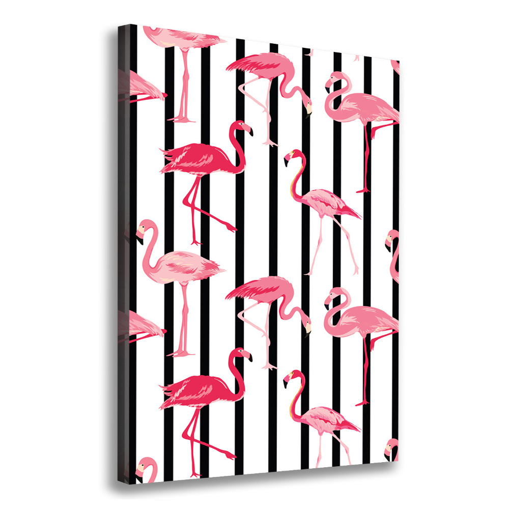 Large canvas wall art Flamingos and stripes