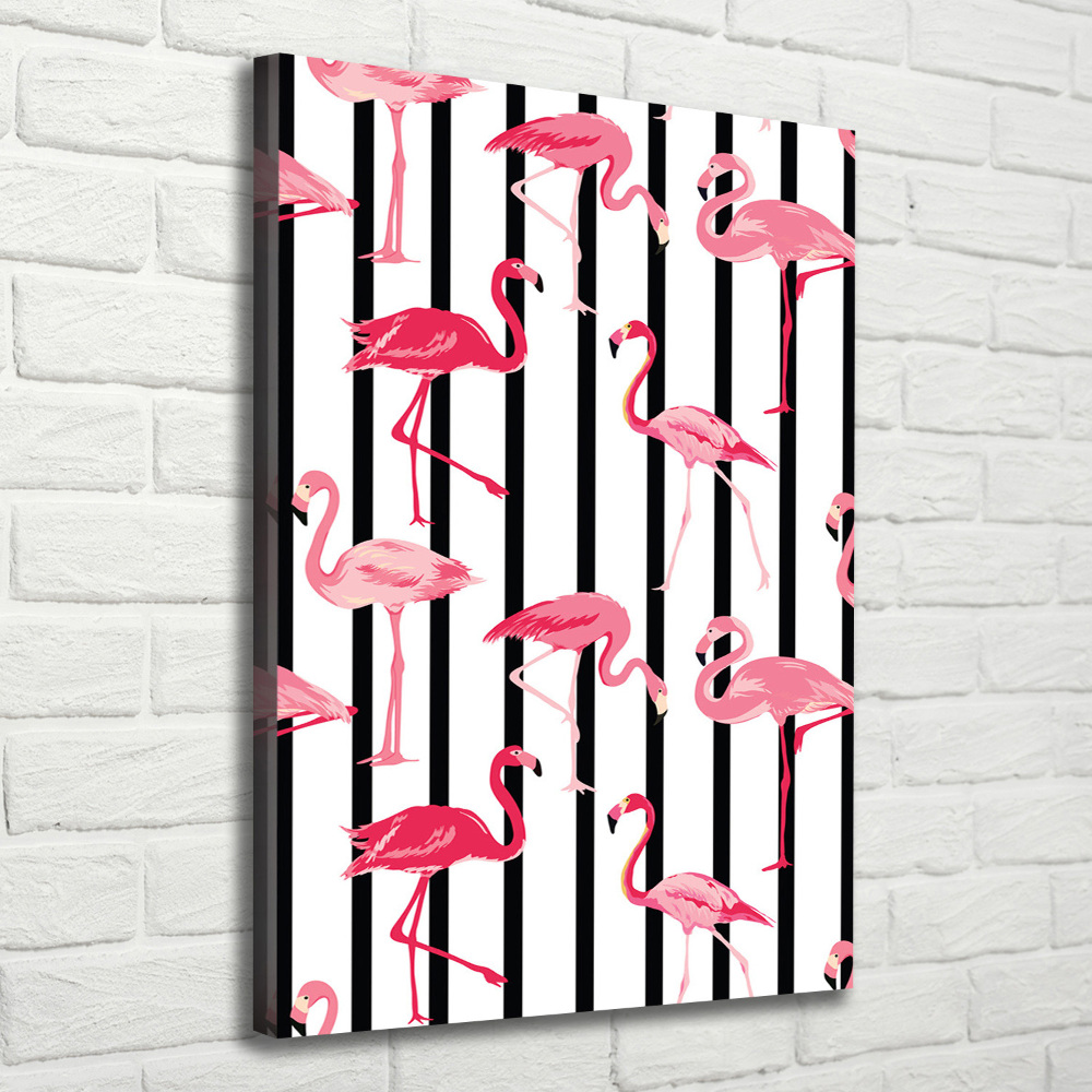 Large canvas wall art Flamingos and stripes