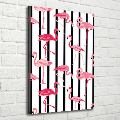 Large canvas wall art Flamingos and stripes